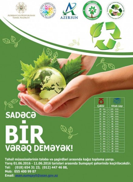 Sumqayıtda kağız tullantıları yığanlar mükafatlandırılacaqlar: müxtəlif hədiyyələr, diplom... - FOTOLAR