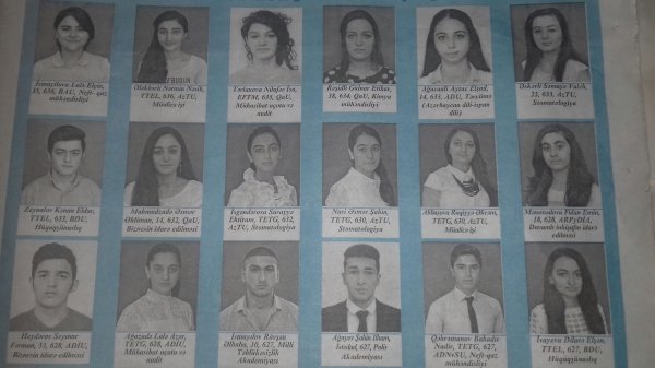 Sumqayıtın yüksək bal  toplayaraq ali məktəblərə qəbul  olmuş 138 məzunu - TAM SİYAHI (ADLAR + FOTOLAR)