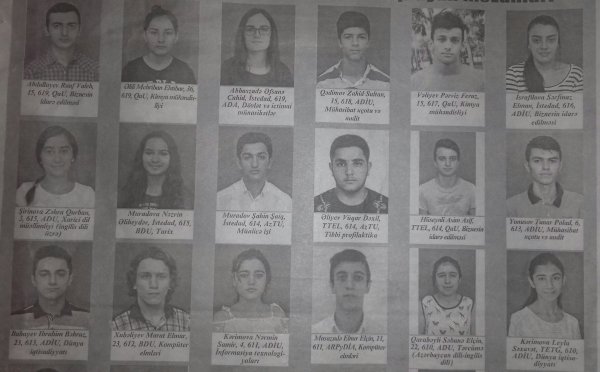 Sumqayıtın yüksək bal  toplayaraq ali məktəblərə qəbul  olmuş 138 məzunu - TAM SİYAHI (ADLAR + FOTOLAR)
