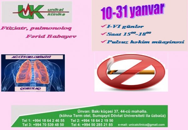 Sumqayıtda "Unikal" klinikasından növbəti kampaniya - "Ağ ciyərlərimizi qoruyaq"