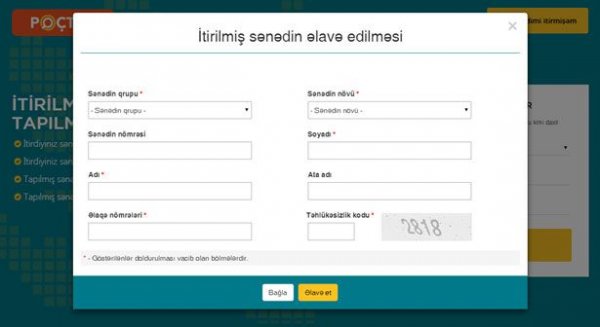 İtirilmiş sənədlərin tapılaraq sahibinə qaytarılması üzrə xidmət istifadəyə verilib