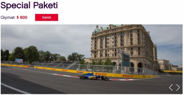Formula 1 Azərbaycan Qran Prisində fantastik QİYMƏTLƏR - 3500 dollar Formula 1 Azərbaycan Qran Prisində fantastik QİYMƏTLƏR - 3500 dollar