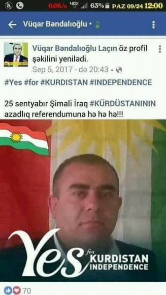 İraq kürdlərinin “referendum”nu dəstəkləyən daha bir məmur - O, “Azəravtoyol”da işləyir?