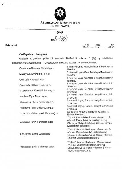 Nazir 138 direktor təyin etdi