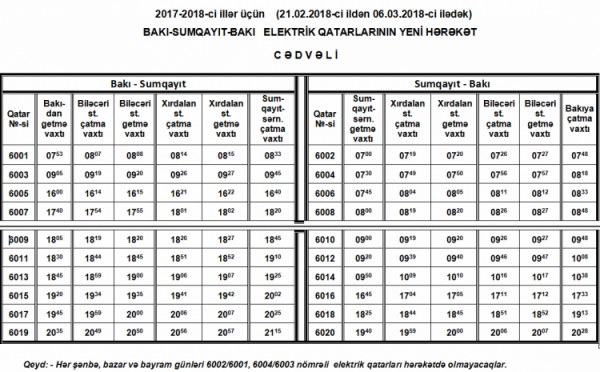 Bakı-Sumqayıt-Bakı qatarının hərəkət cədvəlində hissəvi dəyişiklik ediləcək Bakı-Sumqayıt-Bakı qatarının hərəkət cədvəlində hissəvi dəyişiklik ediləcək