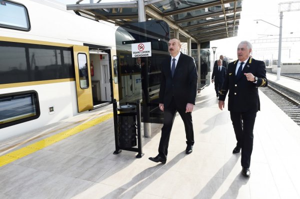 Prezident  Sumqayıt Dəmir Yolu Vağzalı Kompleksinin açılışında - FOTOLAR