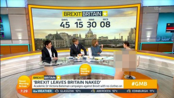 Televiziyada biabırçılıq: Qız çılpaq halda studiyaya gəldi - "Brexit" - FOTO