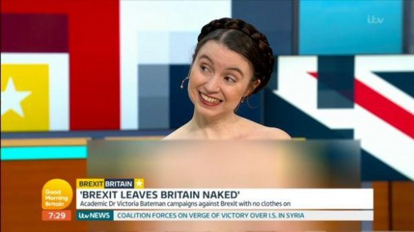 Televiziyada biabırçılıq: Qız çılpaq halda studiyaya gəldi - "Brexit" - FOTO