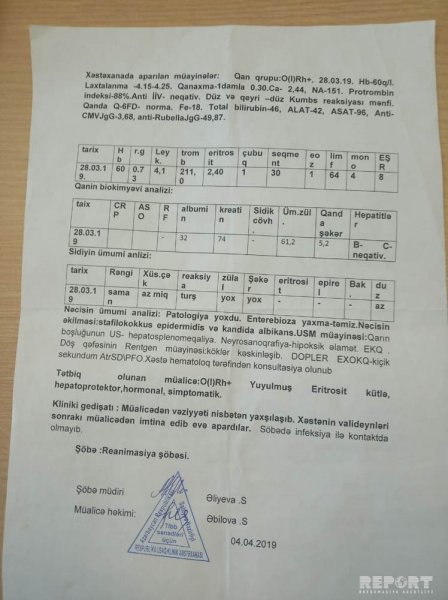 Azərbaycanda həkimin səhv qan köçürməsi nəticəsində körpə öldü - FOTO