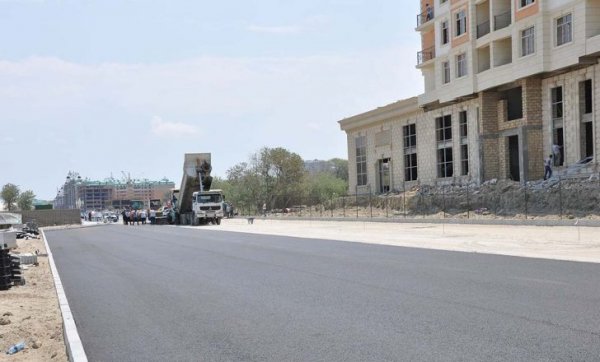 Sumqayıtda yeni yol salınır -FOTOLAR
