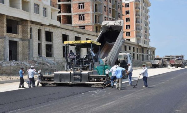 Sumqayıtda yeni yol salınır -FOTOLAR