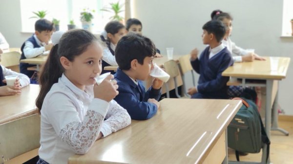 Azərbaycanda məktəblilərə süd paylanıldı - FOTO