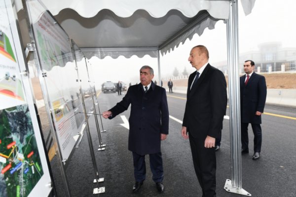 Prezident Şamaxıda yol açılışında iştirak edib - FOTOLAR 