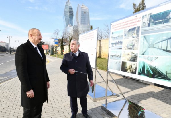 Prezident yeraltı piyada keçidinin açılışında - FOTOLAR