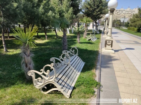 Sumqayıtda koronavirusa görə parklarda skamyalar yığışdırıldı - FOTOLAR