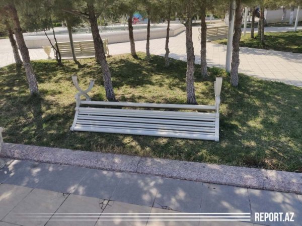 Sumqayıtda koronavirusa görə parklarda skamyalar yığışdırıldı - FOTOLAR