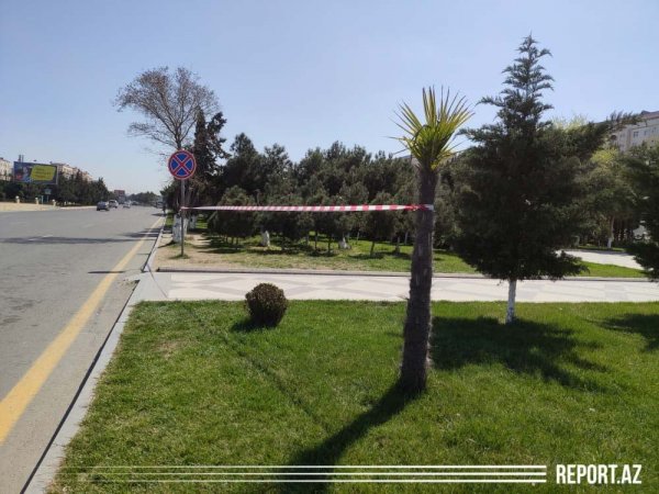 Sumqayıtda koronavirusa görə parklarda skamyalar yığışdırıldı - FOTOLAR