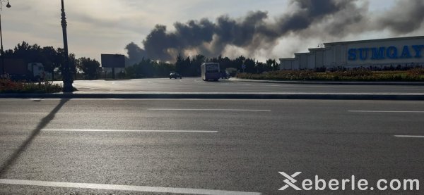 Sumqayıt məişət tullantıları poliqonunda yanğın - FOTOLAR