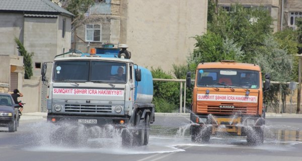 Sumqayıtda dezinfeksiya işləri davam edir – FOTOLAR