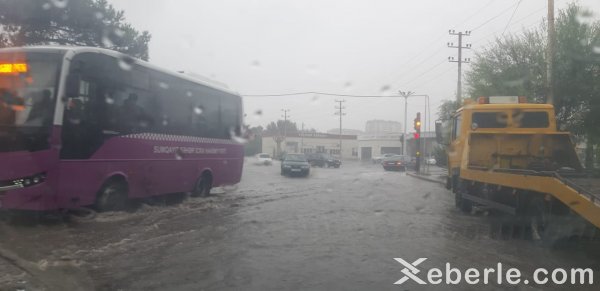 Yağışın Sumqayıtda fəsadları -FOTOLAR