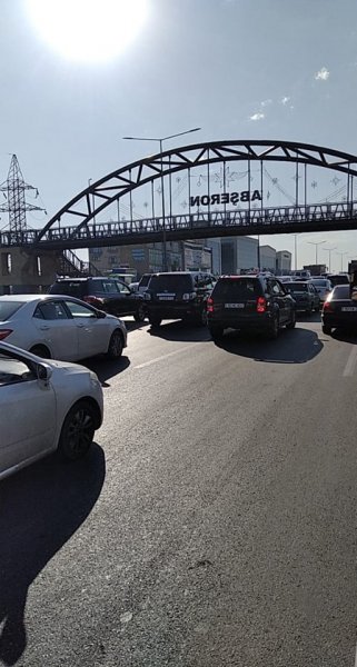 Sumqayıtdan Bakıya gələn yolda böyük tıxac yarandı - FOTOLAR