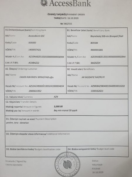 “Ordubad” marketlər şəbəkəsi Silahlı Qüvvələrə Dəstək Fonduna ianə etdi - FOTO