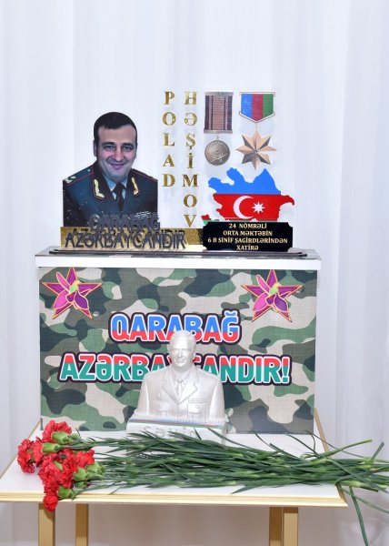 Sumqayıtda Milli Qəhrəman Polad Həşimovun büstünün və xatirə muzeyinin açılışı olub - FOTO