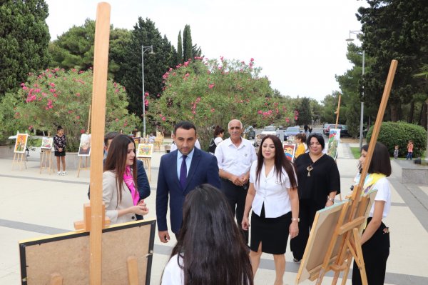 Sumqayıtda 44 günlük Vətən müharibəsinə həsr edilmiş “Gənc Qalib” adlı rəsm sərgisi keçirilib - FOTOLAR