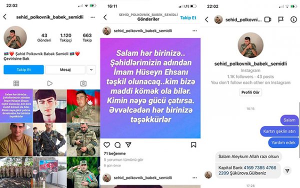 Şəhid Babək Səmidlinin adına səhifə açıb pul toplayan şəxs tutuldu