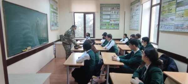 Sumqayıt məktəblərində  "Mina təhlükəsizliyinə qarşı maarifləndirmə" mövzusunda dərslər keçirilib - FOTOLAR