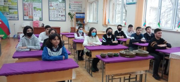 Sumqayıt məktəblərində  "Mina təhlükəsizliyinə qarşı maarifləndirmə" mövzusunda dərslər keçirilib - FOTOLAR