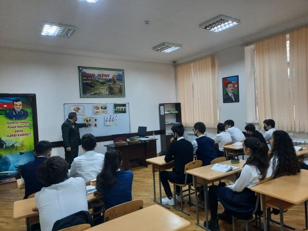 Sumqayıt məktəblərində  "Mina təhlükəsizliyinə qarşı maarifləndirmə" mövzusunda dərslər keçirilib - FOTOLAR