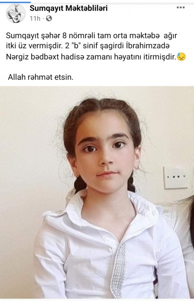Sumqayıtda bədbəxt hadisə: 2-ci sinif şagirdi vəfat etdi