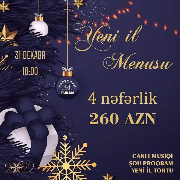 Sumqayıtda möhtəşəm Yeni il gecəsi "Turan" restoranında - Rezerv etməyə tələsin!