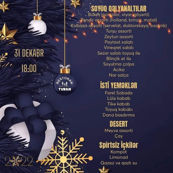 Sumqayıtda möhtəşəm Yeni il gecəsi "Turan" restoranında - Rezerv etməyə tələsin!