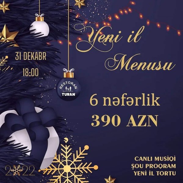 Sumqayıtda möhtəşəm Yeni il gecəsi "Turan" restoranında - Rezerv etməyə tələsin!