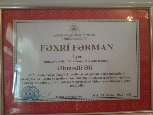 Sumqayıt məktəblilərinin növbəti uğuru - FOTO