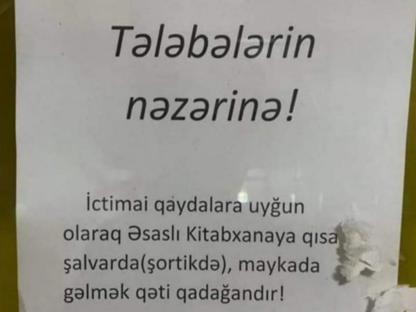 Tələbələrə ŞORT QADAĞASI