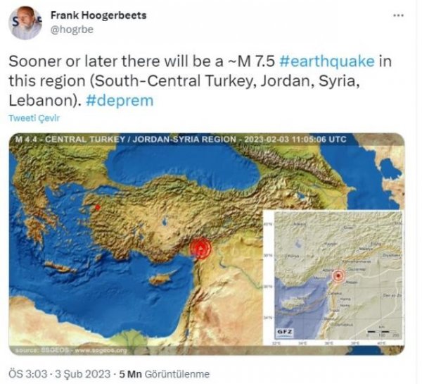Zəlzələ mütəxəssisi Türkiyədəki zəlzələni 3 gün əvvəl təxmin edibmiş - FOTO