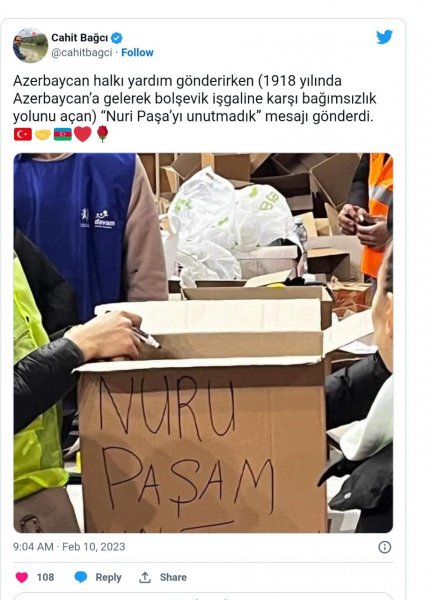 Türkiyə səfirindən Bakıdakı yardım kampaniyası ilə bağlı PAYLAŞIM
