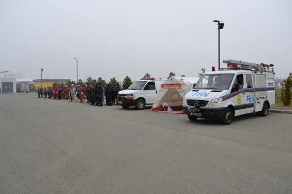 FHN-in Sumqayıt Regional Mərkəzi obyekt mülki müdafiə məşqi keçirib - FOTO