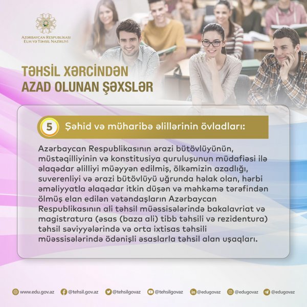 Bu tələbələr təhsil haqqından azad ediləcək - SİYAHI