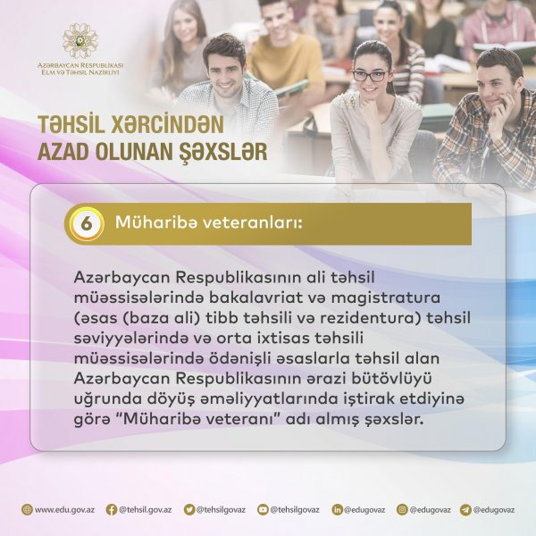 Bu tələbələr təhsil haqqından azad ediləcək - SİYAHI