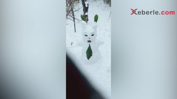 Sumqayıtlıların qar fantaziyası: Qardan düzəlmiş adamlar… (Fotolar)