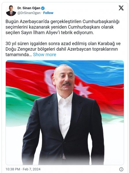 Sinan Oğandan İlham Əliyevlə bağlı PAYLAŞIM